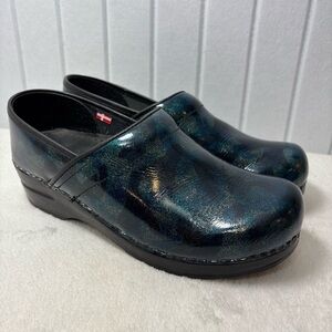 Sanita Aurora Professional Danish Clogs Shoes‎ Black Blue Nurse Size EU 39 US 8